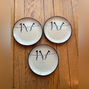 Polish Pottery Dessert Plates  Birds Unikat 4831 M. Starzyk Ceramika Artystyczna